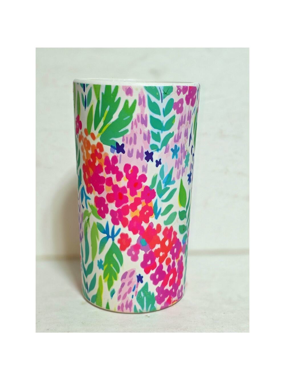Inspired By Lilly Pulitzer Glass Lantern/Lg Candle Holder/Vase Tropical 7”